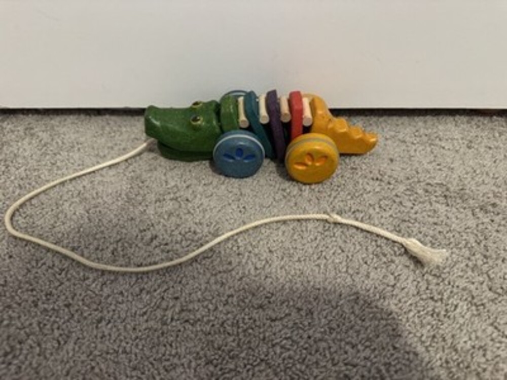 Plantoys Rainbow Alligator Pull Along toy click clack sustainable gross motor